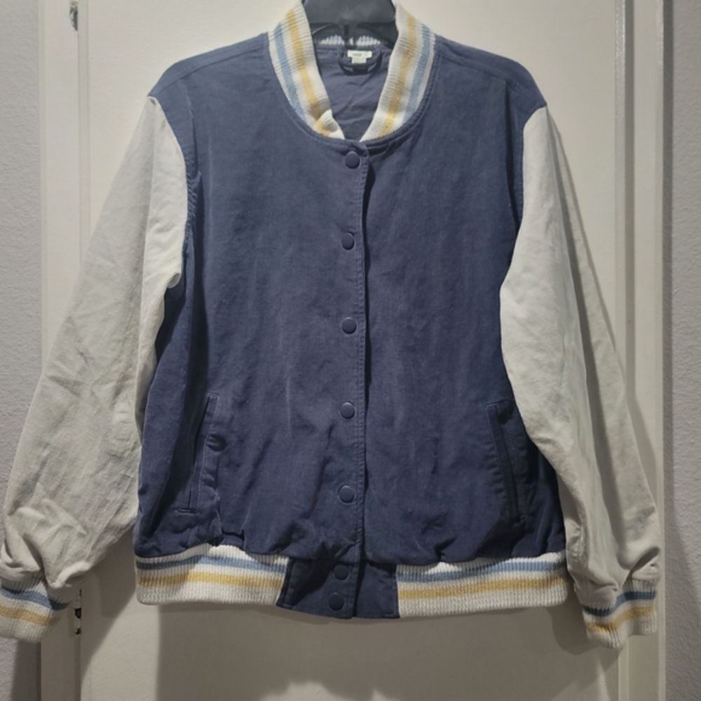 Women's Blue and White Varsity Jacket